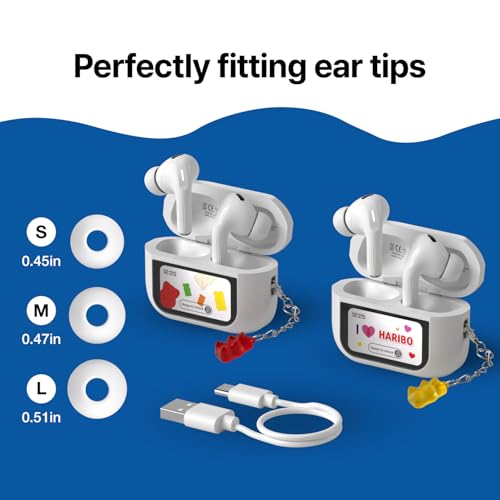 Image of DCHK Haribo Wireless Earbuds with LCD Touchscreen Case, Bluetooth 5.4 TWS, Noise Cancelling, 13mm Bass Driver, IPX4, Gummy Bear Style