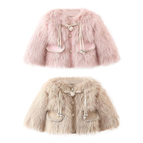 Youth Girls Faux Fu𝐫 Fleece Jacket Cute Warm Cozy Coat Toddler Button Down Jackets Teens Trendy Kid Long Coat Girl3