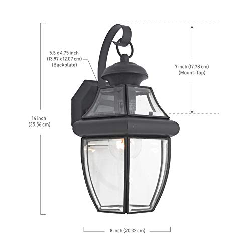 Quoizel Ny8316K Newbury Outdoor Wall Lantern Wall Mount Lighting, 1-Light, 150 Watt, Mystic Black (14"H X 8"W) #TOP1
