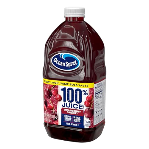 Image of Ocean Spray 100% Juice Cranberry Cherry Juice Blend, 64 Fl Oz Bottle (Pack of 8)