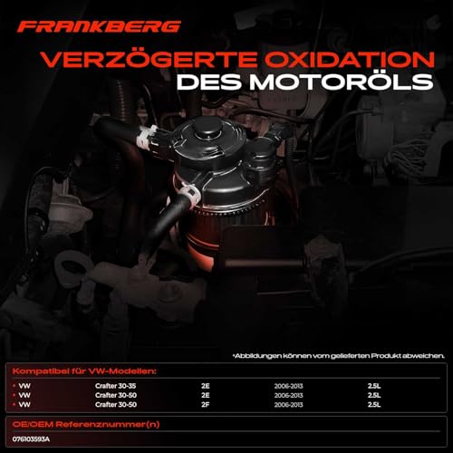 Frankberg Ventil Kurbelgehäuseentlüftung Zylinderkopf Kompatibel mit C.r.a.f.t.e.r 30-35 Bus 2E C.r.a.f.t.e.r 30-50 Kasten 2E Pritsche/Fahrgestell 2F Replace# 076103593A