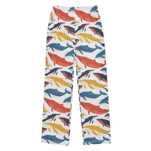ALAZA Whales Colorful Pajamas Bottoms with Pockets Comfy Pjs Sleepwear Elastic Waistband Pajamas Pants Lounge Pants