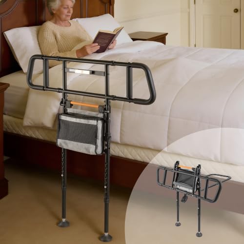 Barandilla de cama plegable para ancianos con patas regulables y sensor 2