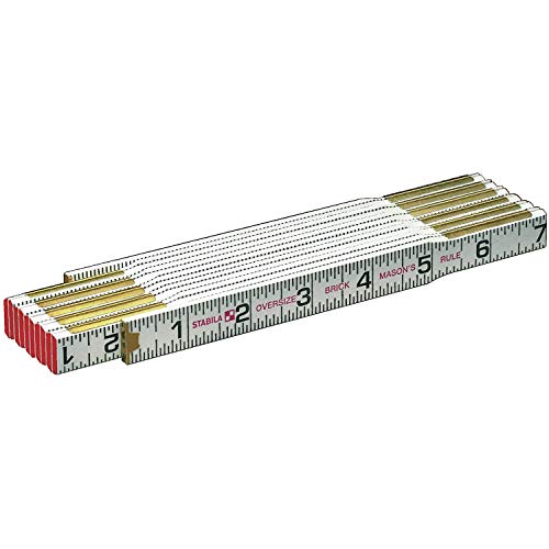 STABILA Type 600 Folding Ruler, Modular Spacing, Inch Scale (1/16 in, Both Edges, Outside Reading), Cat. Number 80010
