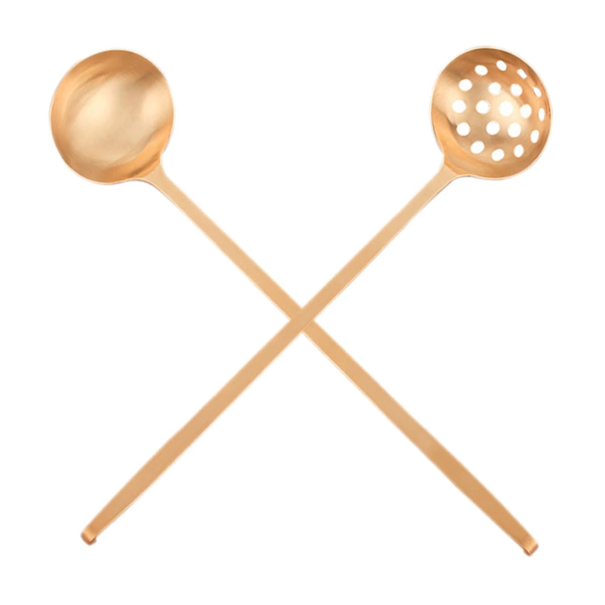 SOLUSTRE Set 2 Cucchiai da Zuppa in Ottone Manico, Resistente e Antiruggine, per Banchetti, Impugnatura Confortevole e Design Robusto