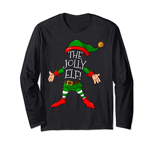 The Jolly Elf Fun Christmas Matching Family Pajama Gift Maglia a Manica