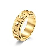 Hoisy Alliance Inoxydable, Bague Or Pas Cher Étoile Lune Soleil Or Taille 59 Anneaux Ensemble Vintage Hommes Bague De Mariage Bague