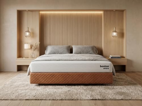 Image of Boston Amara Premium 8-Inch Graphite Infused Certified Natural Latex Mattress, Double Size (75x48x8 Inch), Medium Firm | Dual Comfort | Hypoallergenic | GOTS Certified Seroya Organic Fabric