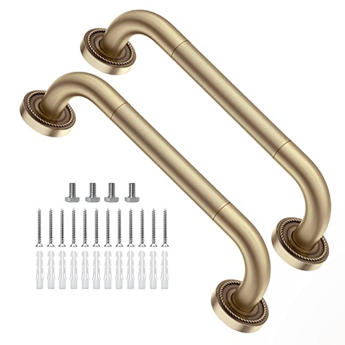 2 Pack 12 Inch Antique Bronze Shower Grab Bar W/Anti-Slip Grip, Imomwee Sus304 Stainless Steel Bathroom Grab Bar Handle, Safety Shower Balance Bar, Handicap Elderly Senior Assist Hand Rail Support #TOP10