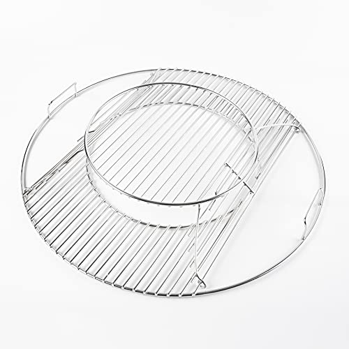 LOKHING Grilles de rechange à charnière pour barbecues au charbon Weber de 57 cm, système Gourmet, grilles chromées 8835 One-Touch Performer Bar-B-Kettle