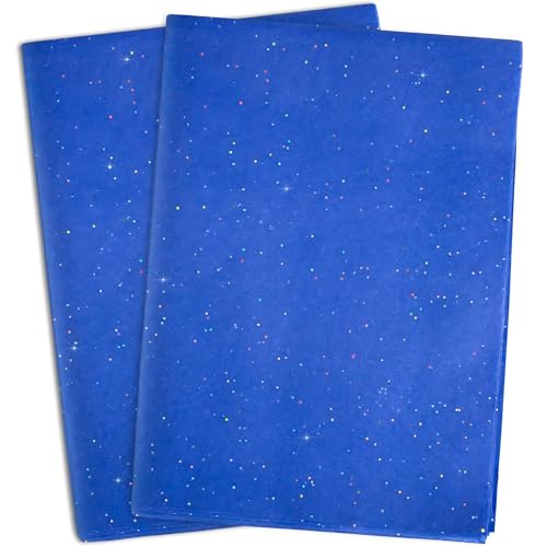 MR FIVE 30 folhas de papel de seda azul grande com glitter em massa, 20 