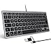 OMOTON Wired Keyboard for Mac with Dual Interface, USB and Type-C Mini Keyboard Compatible with Apple Mac Pro, iMac, Mac Mini, MacBook Pro/Air, QWERTY UK Layout, Space Gray