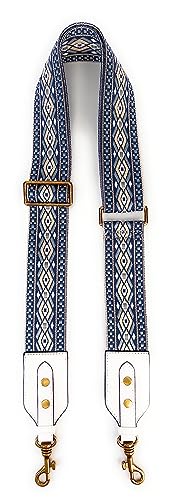 Purse Straps Replacement Crossbody with Gold Hardware 2 Inch Wide Blue Diamond Pattern Adjustable Shoulder Guitar Strap for Handbag