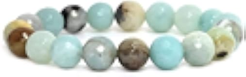 Angelstones Gem Semi Precious Gemstone 10mm Round Beads Stretch Bracelet 7 Inch Unisex