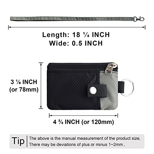 Image of CHENSPRX Minimalist RFID Blocking Small Wallet with ID Window,WaterResistant Zip Id Case Wallet with Lanyard Keychain for Cards,Cash,Travel,Women,Men