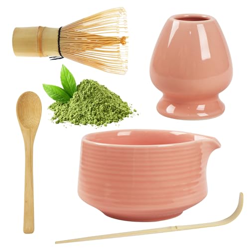 5 pezzi Rosa Matcha Kit Matcha Whisk Set Frusta al Matcha per la Preparazione del tè matcha, Ottimo per la Casa, l'ufficio e la Sala da Tè