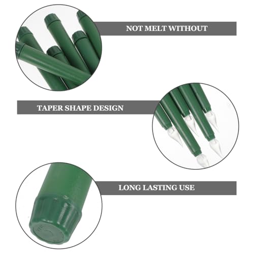Image of Angoily Flameless Ivory Taper Candles Flickering, Green Real Wax Led Flameless Taper Candles, Battery Operated Led Warm 3D Wick Light Window Real of 6, Christmas Home Wedding Decor
