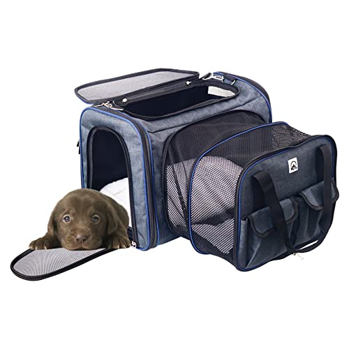 Peteeza Furry® Pet Carrier Airline Approved, Soft-Sided Expandable Collapsible Portable Travel Carrier With Wool Rugs For Puppy Dogs Cats #TOP6