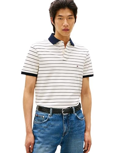 Image of Tommy Hilfiger Men's Short Sleeve Polo Shirts in Regular Fit With Stretch and Organic Pique Cotton