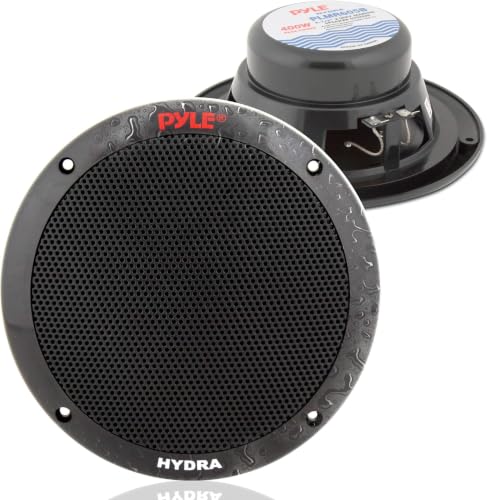 Image of Pyle 6.5 Inch Dual Marine Speakers-2 Way Waterproof & Weather Resistant Outdoor Audio Stereo System with 400 Watt Power,Polypropylene Cone & Butyl Rubber Surround-1 Pair-PLMR605W (Black) (Pack of 12)