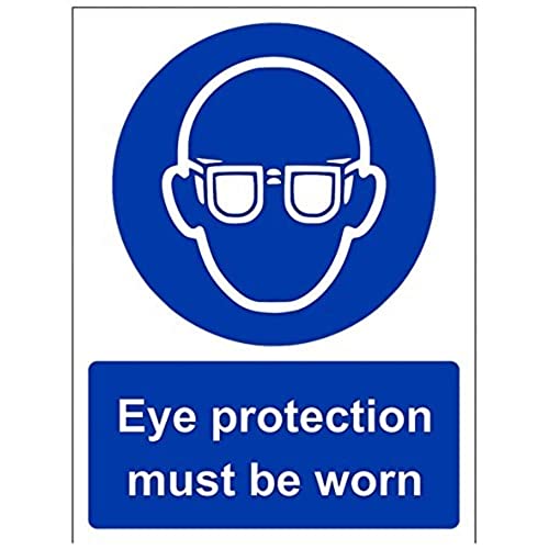 vsafety 41041 an-s Eye Protection must be worn Pflicht Schutzbekleidung Schild, selbstklebend, Hochformat, 150 mm x 200 mm, blau