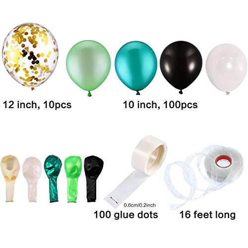 Image of latex Balloon Arch Decoration Kit 112 Pcs (GREEN BLACK WHITE)