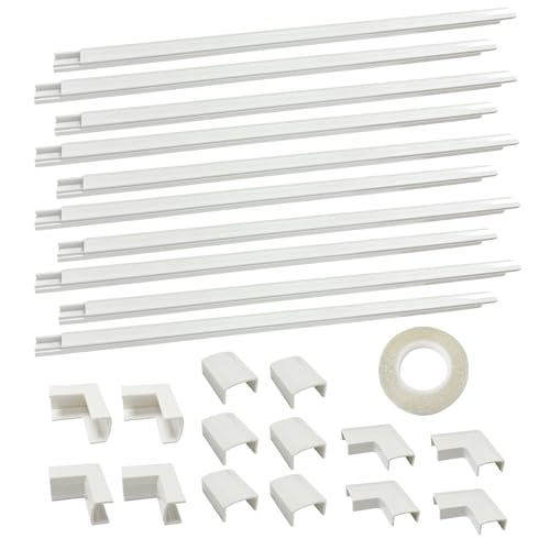 MFUSUL Kabelkanal Weiß Selbstklebend, 4 m Kabelkanäle (10er Set), Kabelschacht für TV & Wand, Kabelleiste Weiß zur Kabelorganisation, 15 x 9 mm
