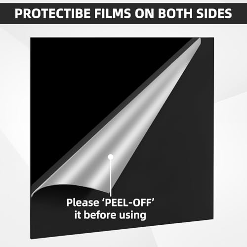 Image of 4 Pcs 12 inch x 12 inch Black Acrylic Sheets 1 /8 inch inch Thick (3mm), Black Square Plexiglass Sheets with Protective Paper for Signs DIY Display Projects, Craft, Photo Frames, Home Decor, white