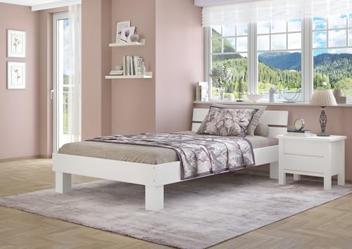 Erst-Holz®Einzelbett Buchebett massiv weiß 120x200 Futonbett Bettrahmen Rollrost Matratze 60.86-12WM – Bild 3