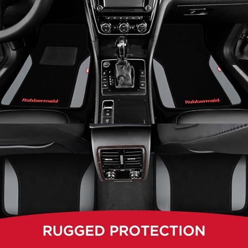 Rubbermaid Car Mats, Carpeted Floor Car Mat with Faux Leather & Built-in Heel Pad, Two-Tone Car Rug Floor Mats, Stylish Carpeted Floor Mats for Cars, Trucks & SUVs Gray Color - image 7