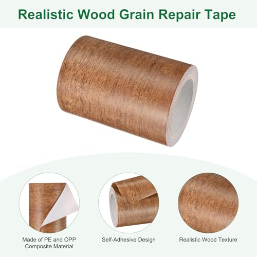 Image of M METERXITY 1-Roll Wood Grain Repair Tape, 3.15in x 15ft Textured Realistic Self-Adhesive Wood Floor Tape Contact Paper for Furniture /Floors /Home [Natural Mahogany]
