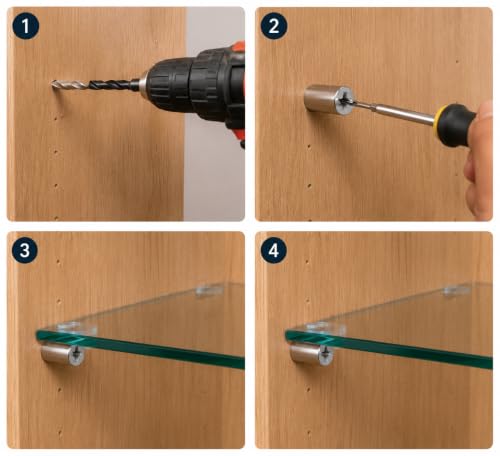 Image of By inchVP INDUSTRIES inch (Pcs-20) No.10x25 mm Shelf Support Screw with Decorative Cap Phillips-Slotted Self-Tapping Screw - Stainless Steel, High-Tensile for Wood, Metal, Furniture & DIY Applications