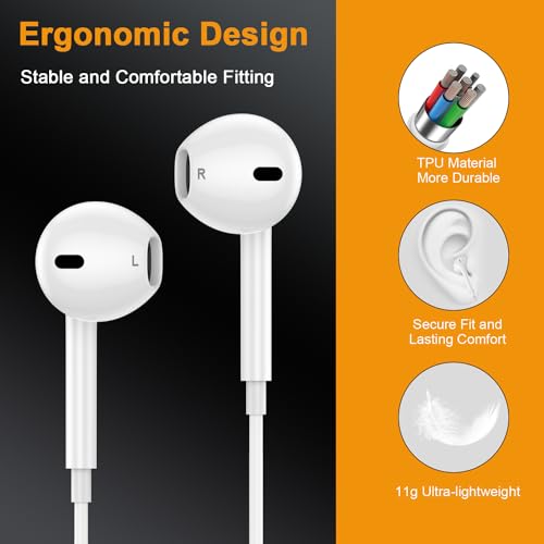 Compare 2 Pack Earbuds with Lightning Connector【MFi Certified】Wired