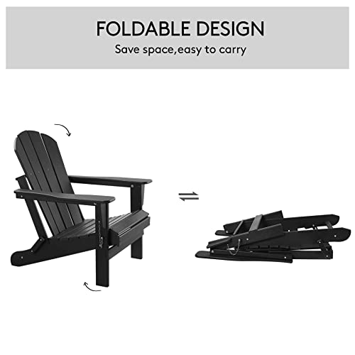 Umatru Folding Adirondack Chair Outdoor, Patio Chairs Chaise Lounge Outdoor, Sunlight Resistant No-Fading Snowstorm Resistant Low Maintenance For Poolside Lawn Garden (Black) #TOP3