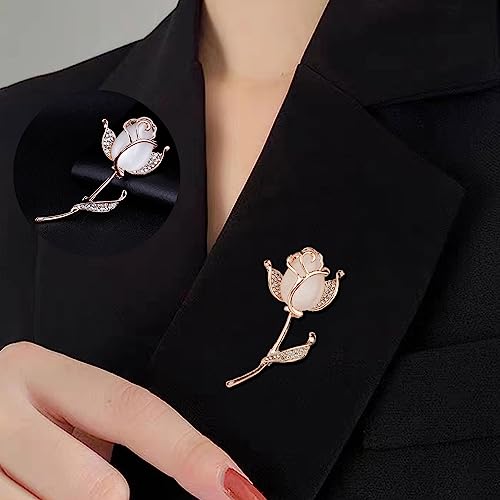 Image of Crystal Pearl Flower Brooches Pins Fashion Beautiful Created Rhinestone Floral Brooch Good Idea for Party Dance Wedding Banquet for Elegant Women Girl