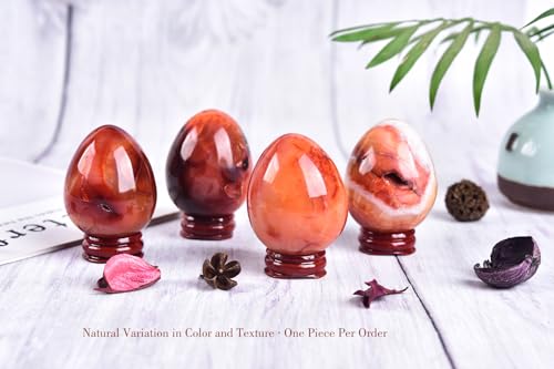 Image of AMOYSTONE Red Agate Egg for Home Office Desk & Garden - Banded Natural Stone Decorative Figurine, Easter Gift for Her (2.3-2.7 inch, 7 oz Each)