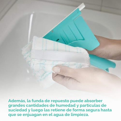 Mopa de microfibra lavable para baño y azulejos, recambio de cabezal resistente 6