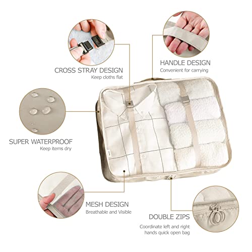 Image of Porslin Travel Packing Organizers 8-Piece Luggage Organiser Set with Travel Cubes for Packing Clothes, Mesh Travel Bag Organiser with Toiletry, Shoe & Laundry Bags, Travel Organizer Pouch for Clothes