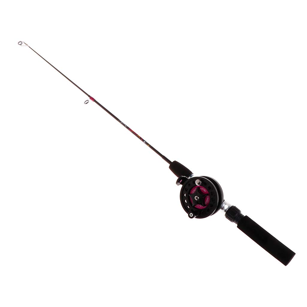 IWOMA 1 Set Fishing Rod with Fishing Reel Short Winter Outdoor Ice, Black