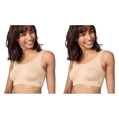 Image of NYKD Women Cotton Soft Cup Easy Peasy Slip On Everyday Bra, Wireless, Full Coverage, Support Shaper, Non Padded Sports Bra Bra, Nyb113, Pack of 2
