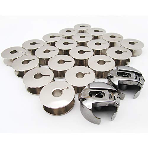 CKPSMS Brand- 2 bobbin cases and 20 bobbins Compatible with/Replacement for PFAFF brand industrial 138 238 333 335 438 460 463 and PFAFF brand household 229 230 260 261 332 360 362 807 Sewing Machine