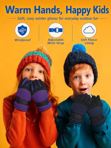 Image of SATINIOR 2 Pairs Kids Winter Snow Gloves Ski Mitten