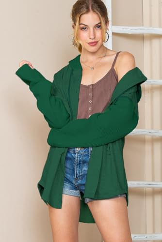 Image of SHEWIN Women Oversized Hooded Sweatshirt Loose Fit Casual Button Hoodies with Pocket 2026