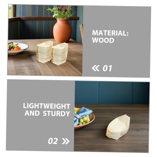 Platos desechables de madera para sushi en forma de hoja 13.5 cm miniatura 3