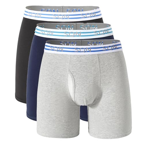 SHIQINUO Cotton Boxer Briefs Support Pouch