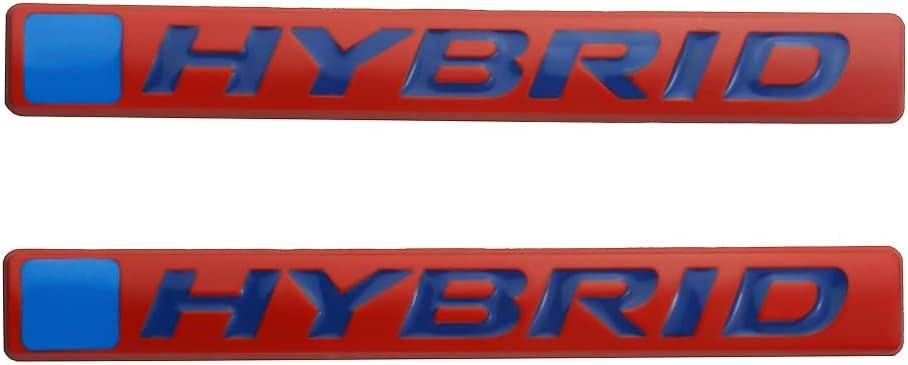 Image of 2Pc Hybrid Emblem 3D Metal Badge Door Rear Tailgate Decal Sticker Nameplate Logo Fits Universal car Truck (Red Blue)