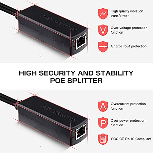 Image of NEXSA Active PoE Splitter Adapter 48V to 12V Power Over Ethernet Converter | Extracts 12V DC power and stable network data from a 48V PoE line. Fully compliant with IEEE 802.3af systems.