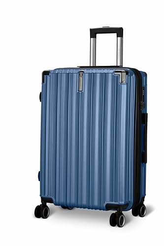 Image of Maleta Nova Check-in Medium Luggage | 65 cms, 8 Spinner Wheels | Hardside, Premium Material | TSA Lock | Trolley Bags | Travel Bag | Suitcase for Travel (Blue, Check-in Medium)