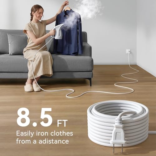 Image of HiLIFE Steamer for Clothes, Portable Handheld Design, 240ml Big Capacity, 700W, Strong Penetrating Steam, Removes Wrinkle, for Home, Office(ONLY FOR 120V) (Pearl White)