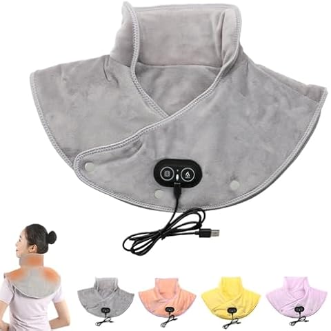 Oaiyeie Grishay Thermaease Pro, Heating Pad for Neck and Shoulders and Back with USB Port, Electric Heating Pad with 3 Temp＆Vibration, Wearable Portable Heating Pad (Gray) Cover